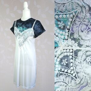 Vintage Ethereal Deep V Neck Slip Dress - Coquette Soft Grunge Style Vassarette